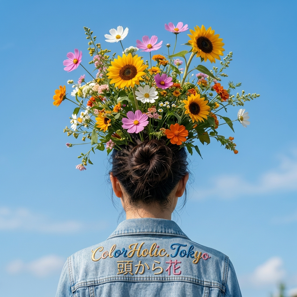 頭から花